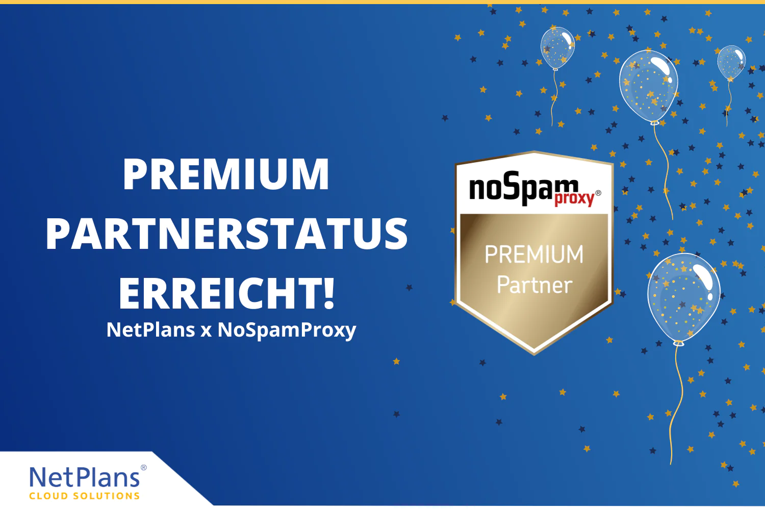 Partnerlogo NoSpamProxy - Premium Partner mit Luftballons